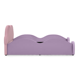 Cute Cloud Shape Bed With Guardrails Cartoon Design, Storage Pocket
