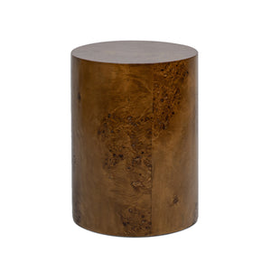 Nebula 20' Accent Oval Pillar Side Table, Medium Brown Walnut Burl Wood