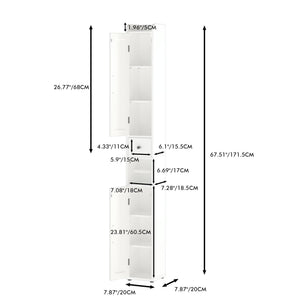 Slim Tall Bathroom Storage Cabinet With Adjustable Shelves, 2 Doors Freestanding Cabinet - White