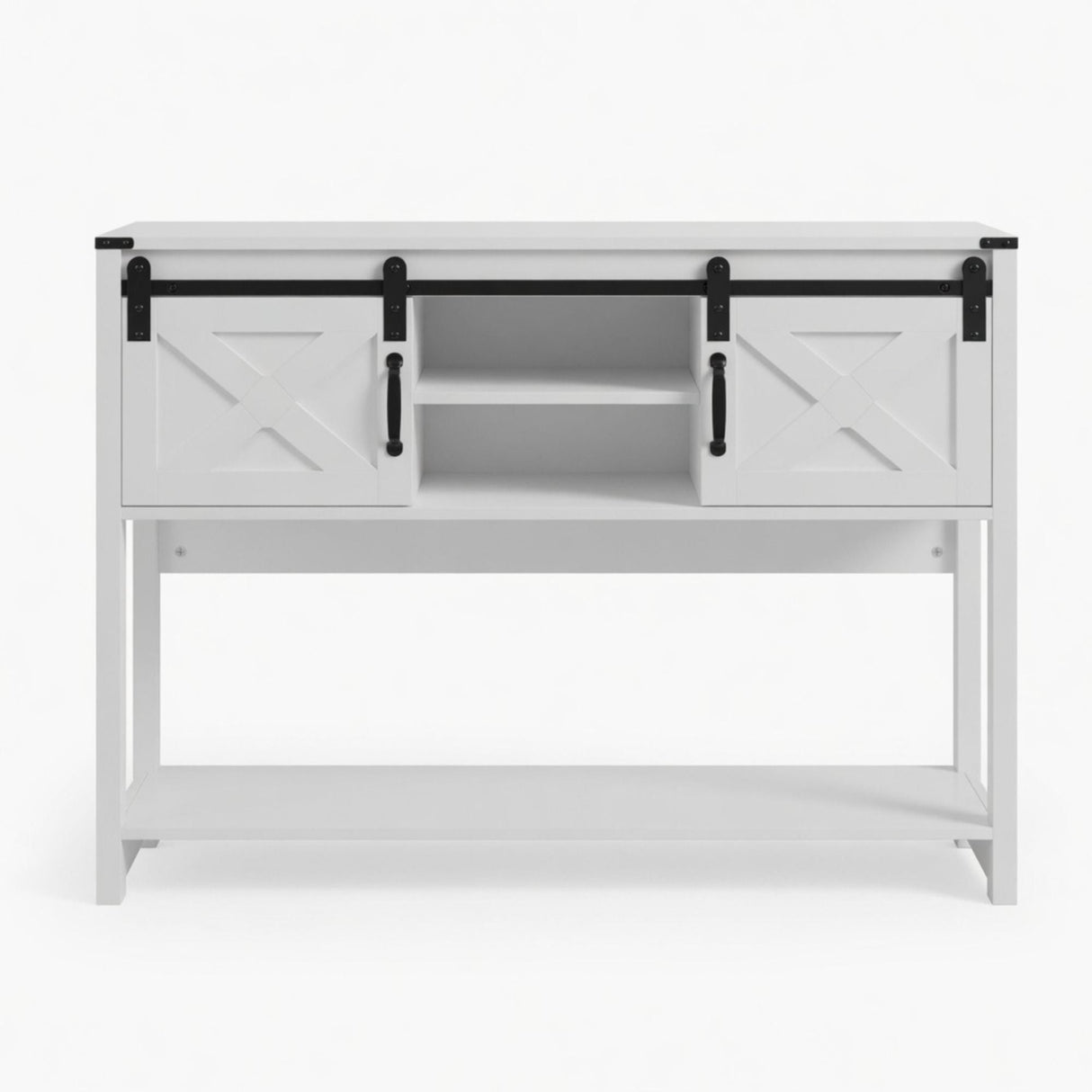 Farmhouse Entryway Table With Sliding Barn Door