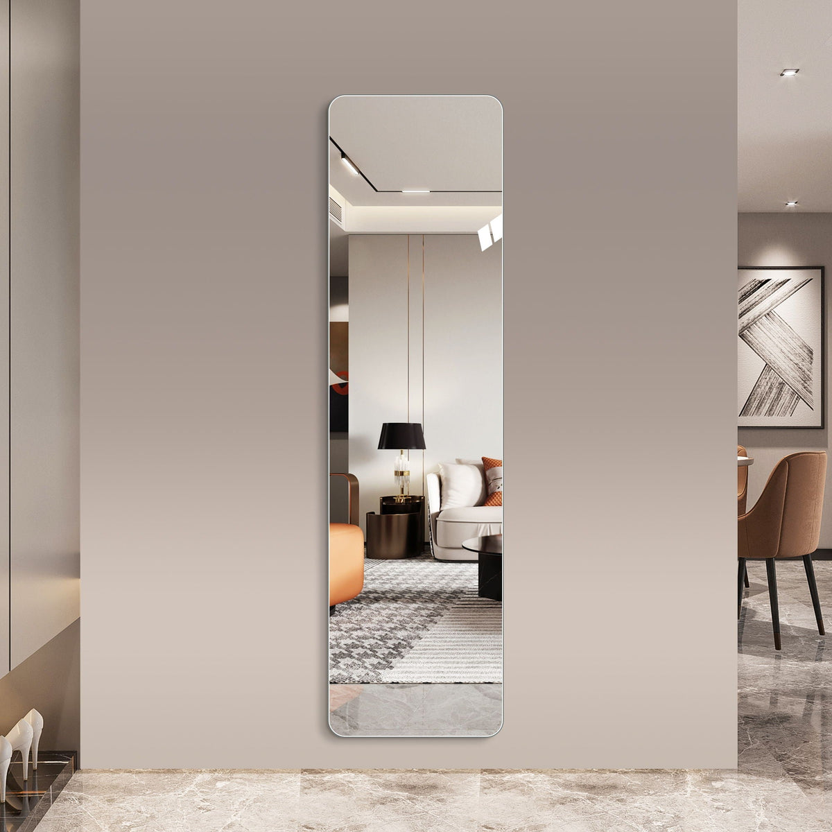 Full Body Round Corner Mirror For Living Room