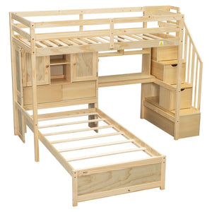 Loft Bed With Built In Desk And Staircase