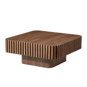 31.5 Inch Modern Handcraft Drum Coffee Table Walnut