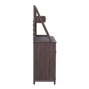 Potting Bench With 5 Drawer Storage And Slatted Back Panel, Garden Workstation - Brown
