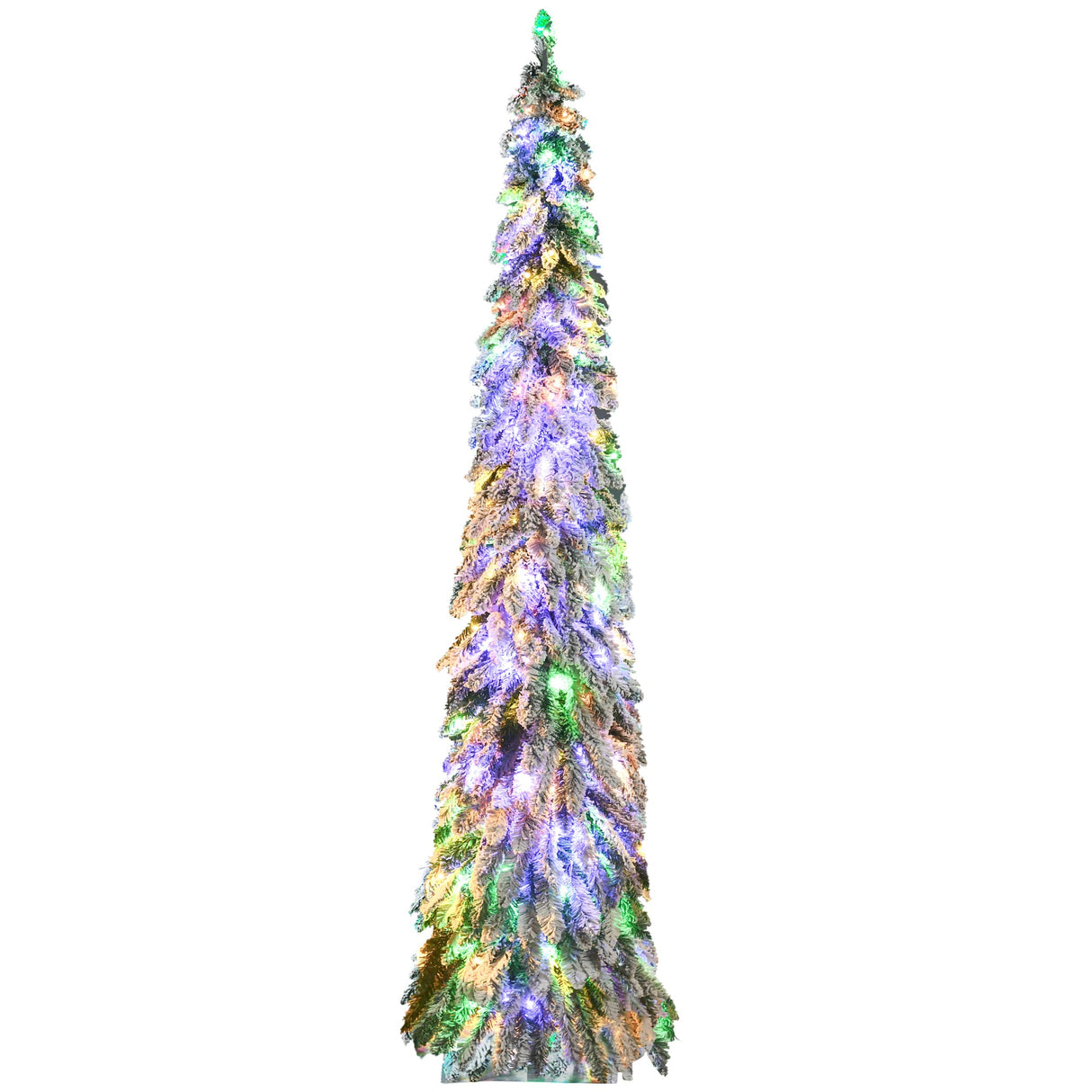 HOMCOM 7ft Tall Prelit Pencil Artificial Christmas Tree