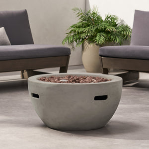 27' Bowl Shaped MGO 40,000 BTU Propane Fire Pit, Light Grey (Tank Cover not Included)