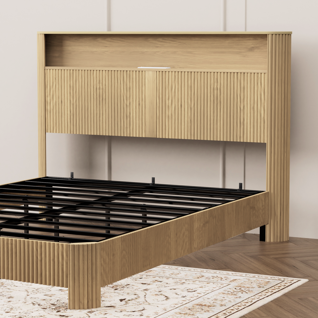 Queen Size Bed Frame With Storage Headboard