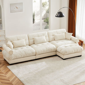 Oversized Modular Sectional Sofa with Movable Ottoman - Fabric, Multiple Colors