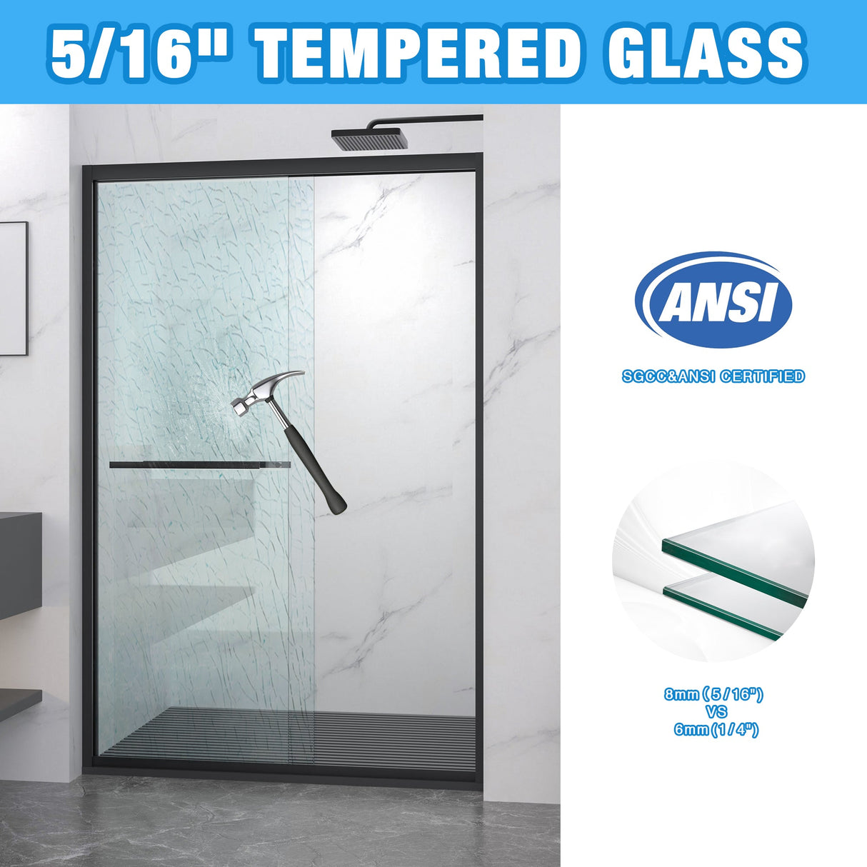 Aluminum Frame Double Sliding Shower Door