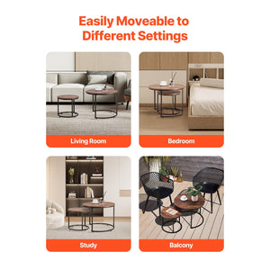 Nesting Coffee Table Set of 2, 23.6 in Round Coffee Tables