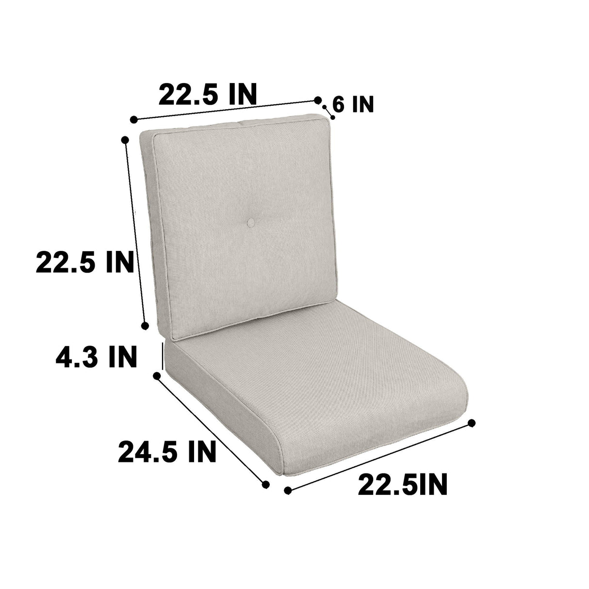 High Back Patio Chair Cushions for Garden (Set of 2)