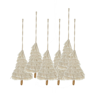 Fringes Embellished Tree Shape Ornament Set of 6