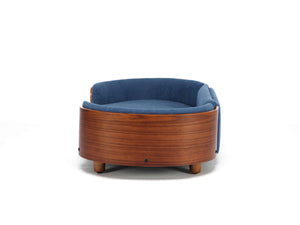 Scandinavian Style Elevated Dog Bed Mid Size Dark Blue Velvet