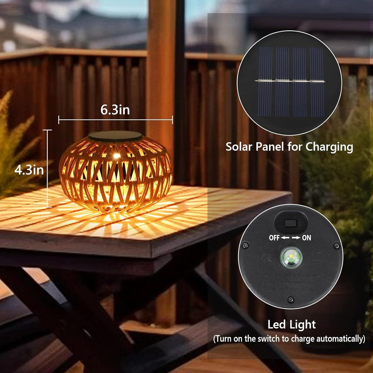 2 Pack Solar Lanterns Outdoor Waterproof Table Lamp Decor