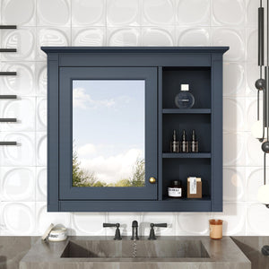 Wall Mounted Medicine Cabinet with Mirror and 3 Open Shelves - Multiple Colors
