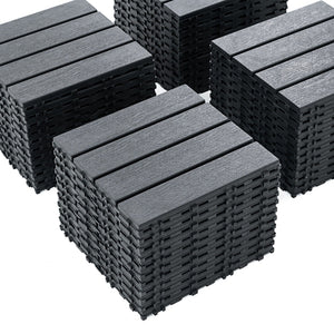 Plastic Interlocking 44 Pack Patio Deck Tiles, Square Waterproof Outdoor All Weather Use
