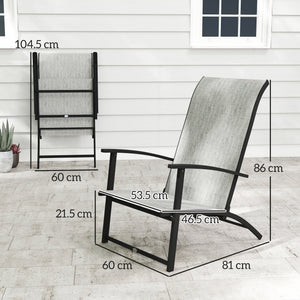 Outsunny Folding Patio Chairs Set of 2, Portable Outdoor Dining Chairs with High Back, Armrests
