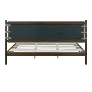 Premium Rubber Wood Platform Bed Frame, King Size with Headboard