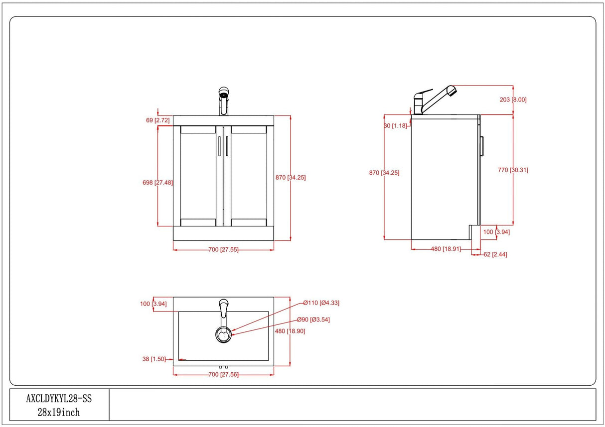 Kyle - Laundry Cabinet & Faucet And Stainless Steel Sink