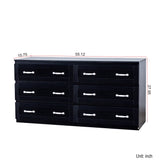 Modern Black Side Cabinet with 6 Drawers