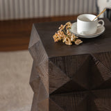 Retro Wooden Side Table with 3D Embossed Design