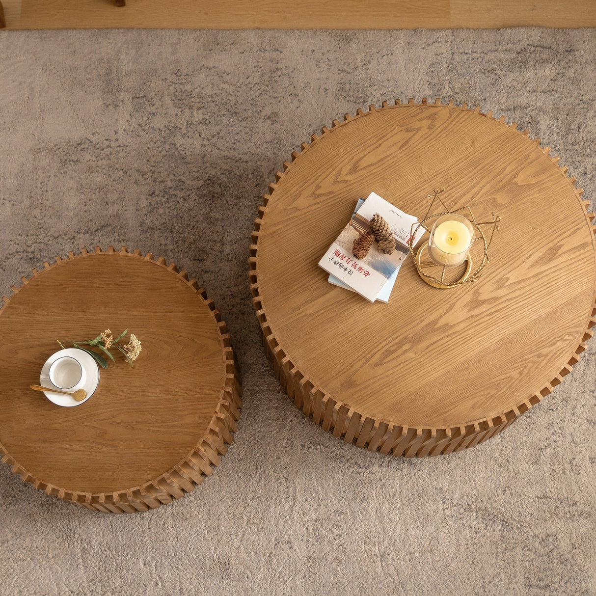 Vintage Fashion Style Cylindrical Nesting Coffee Table Set