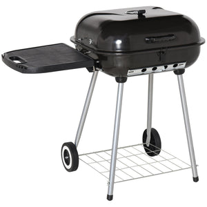 Outsunny 21' Portable Charcoal Grill with Wheels and Bottom Shelf