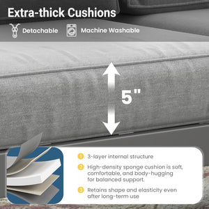All Weather 3 Seat Patio Sofa With Thick Cushions - Gray / Gray