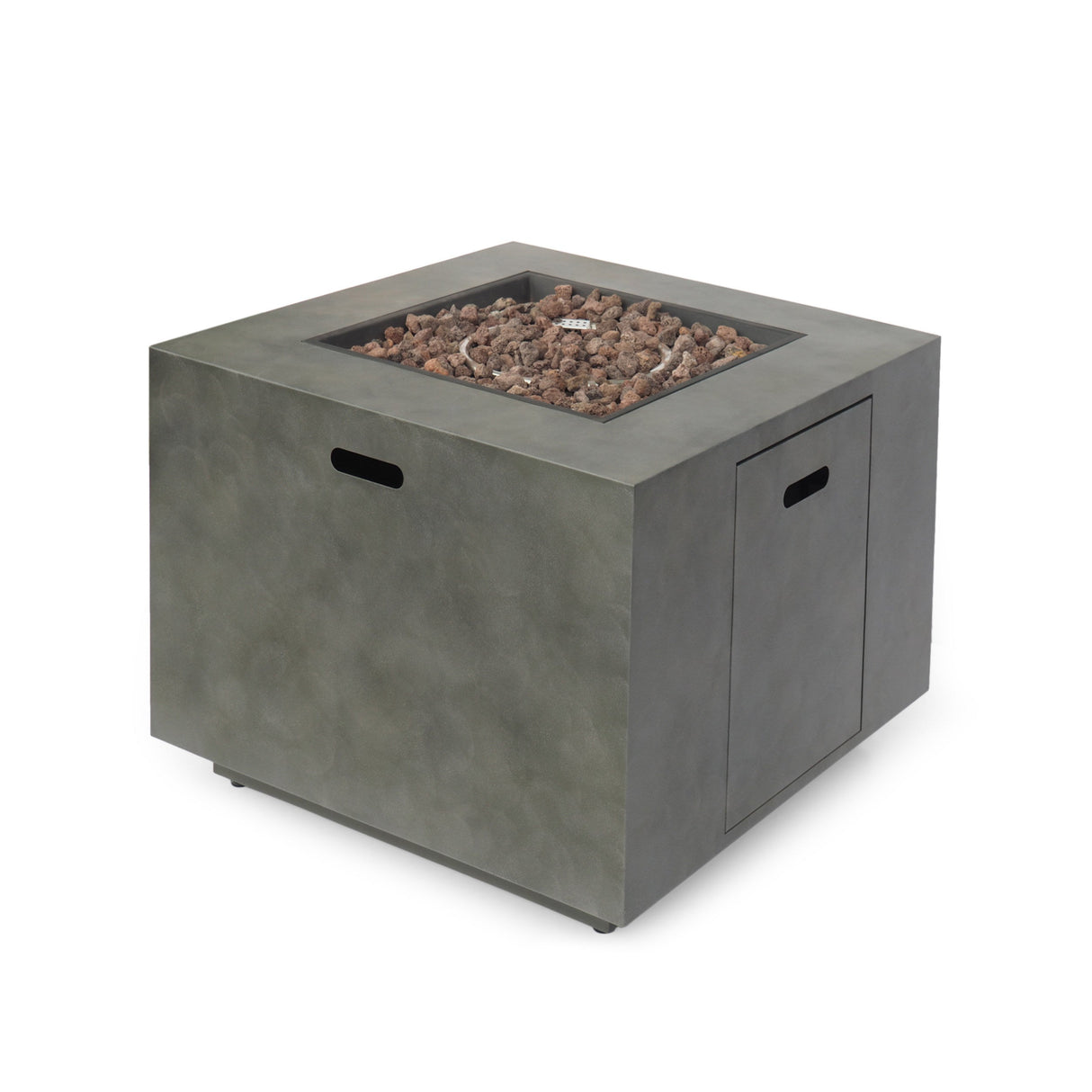Modern Iron Square Fire Pit with Stone Gray Finish
