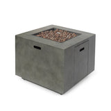 Modern Iron Square Fire Pit with Stone Gray Finish