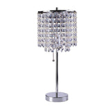20" Silver Metal Bedside Table Lamp With Clear Drum Shade