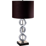 29" Silver Ceramic Geometric Table Lamp With Brown Classic Drum Shade