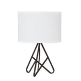 18" Brown Tripod Table Lamp With White Drum Shade