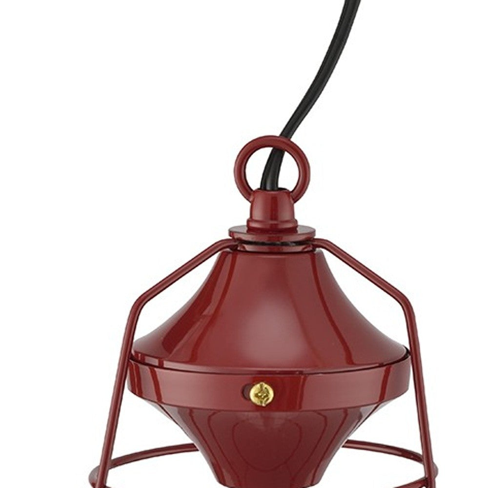 10" Red Metal Bedside Table Lamp
