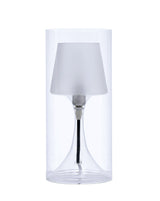 13" Clear Metal Bedside Table Lamp With Clear Shade