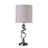 22" Nickel Bedside Table Lamp With Off White Drum Shade