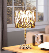 19" Brown And Black Bedside Table Lamp With Brown And Black Drum Shade