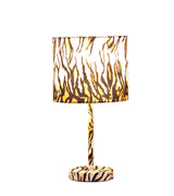 19" Brown And Black Bedside Table Lamp With Brown And Black Drum Shade