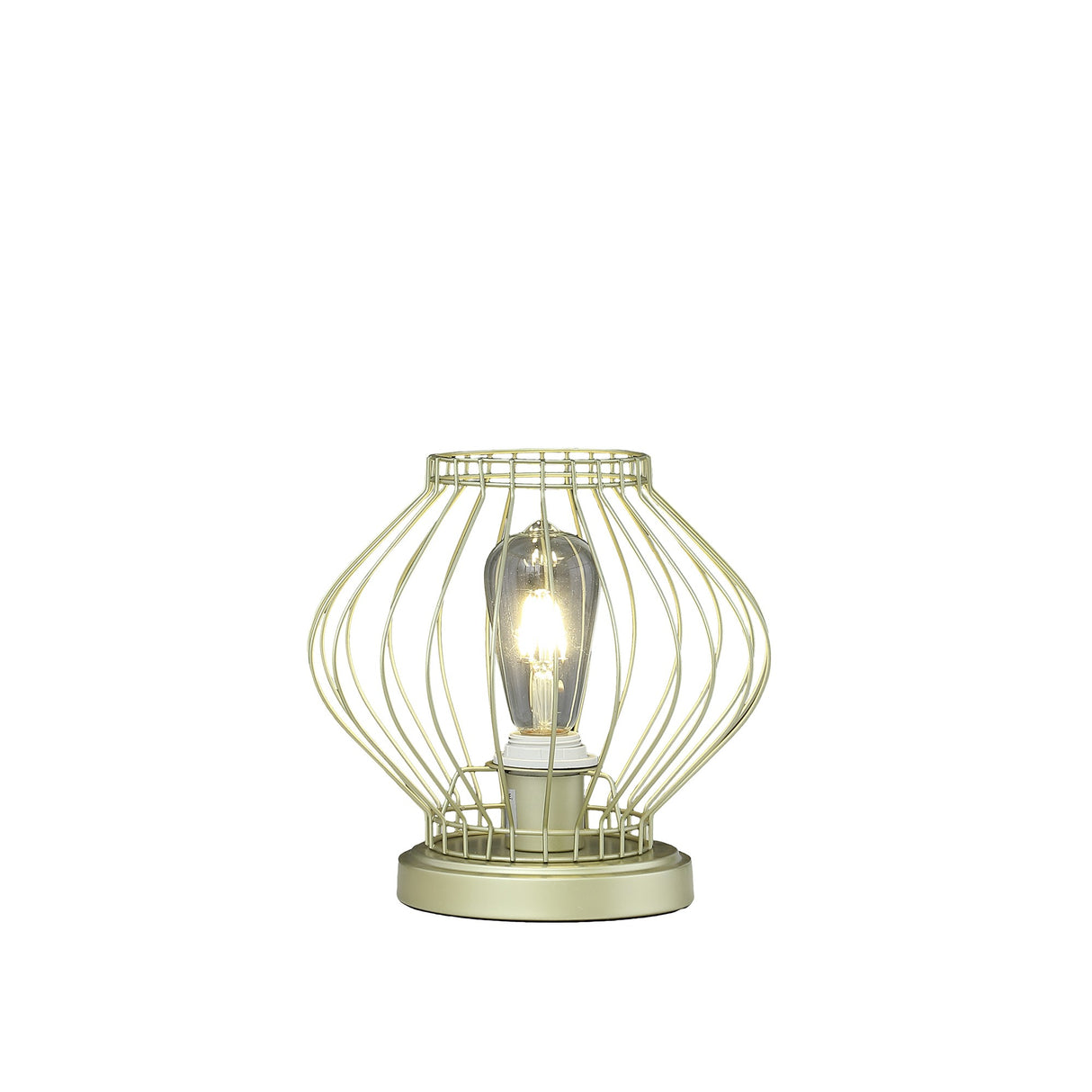 10" Gold Bedside Table Lamp With Gold Cage Shade
