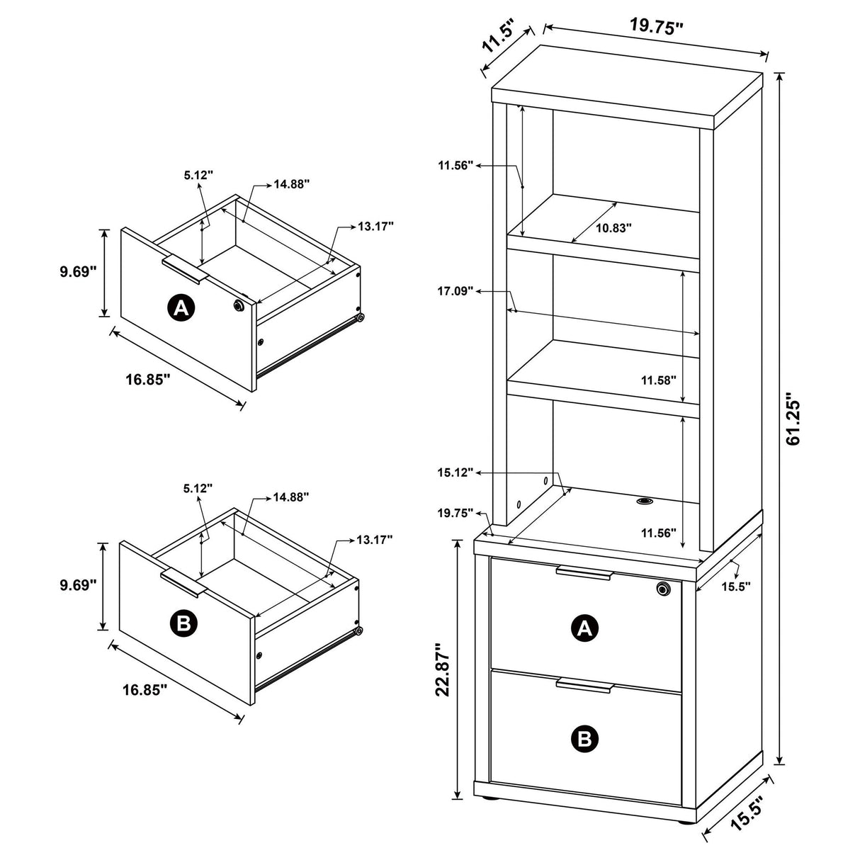 Geary - 3 Piece Bedroom Set With Bookcase Headboard