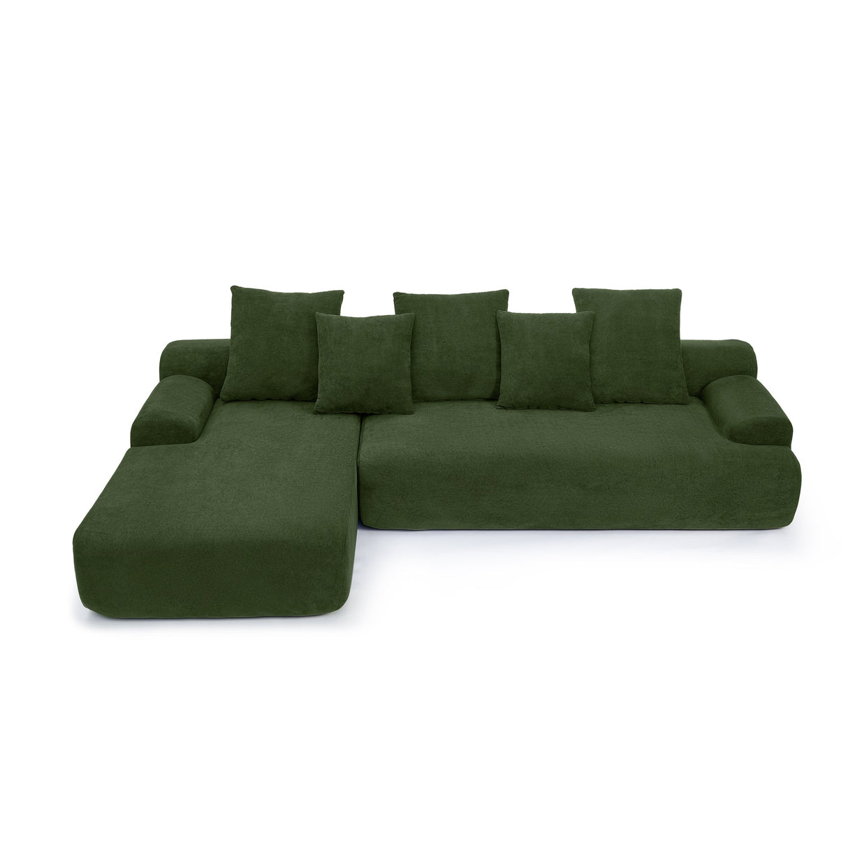 110.25x67'' Modern Upholstered L-Shape Sectional Sofa Velvet Green