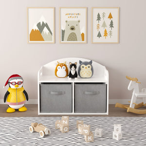 Toy Box Bench With Collapsible Drawers, Storage Cabinet Organizer - White