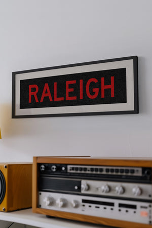 Framed Raleigh Red and Black Bus Scroll