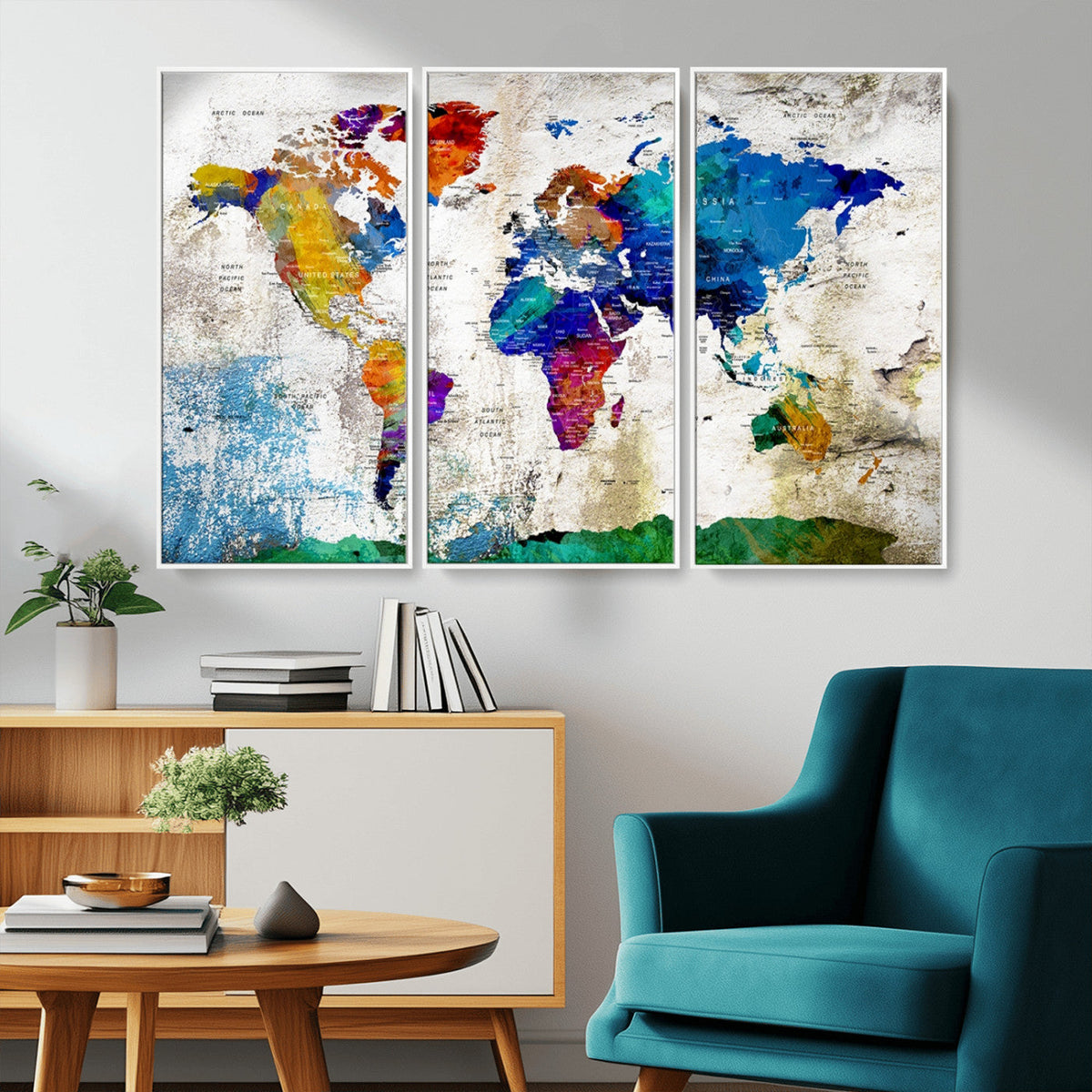 World Map Canvas Print – Framed Travel Map Wall Art for
