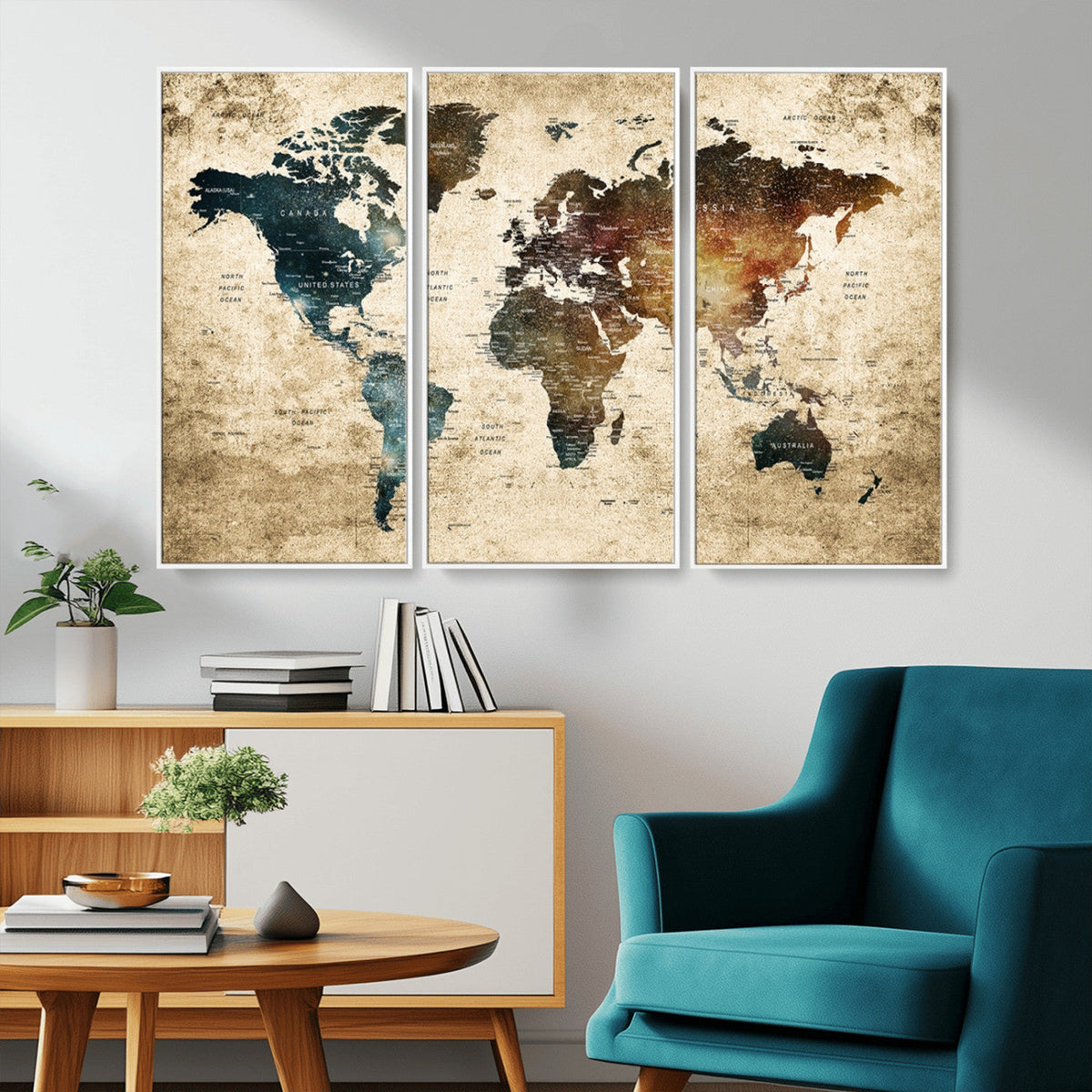 World Map Canvas Print – Detailed Map of the World Wall Art