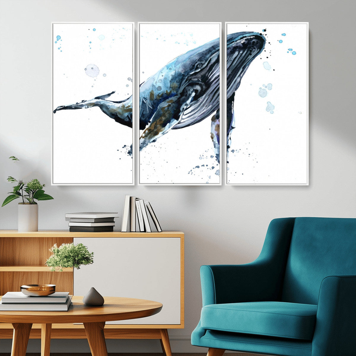 Watercolor Whale Wall Art Canvas Print