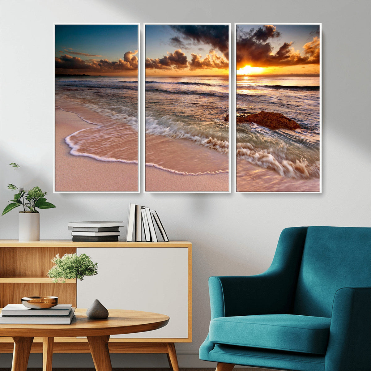 Sunset on Ocean Wall Art Canvas Print