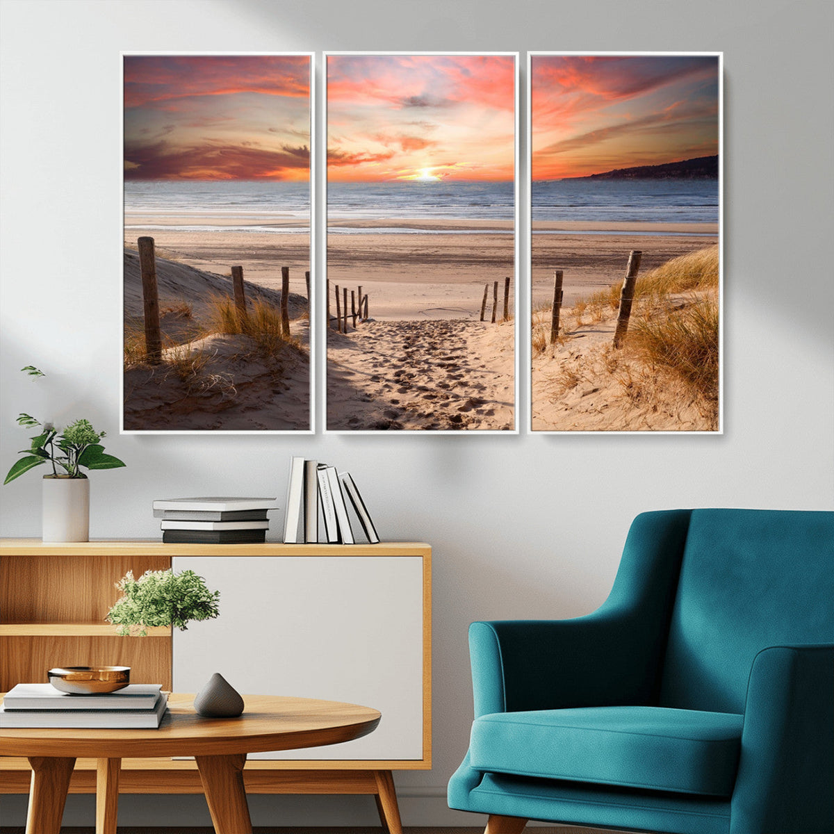 Sunset on the Sea Wall Art Canvas Print