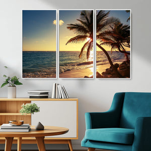 Sunset Palm Trees Wall Art Canvas Print
