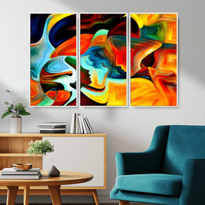 Human Love Figures Abstract Wall Art Canvas Print